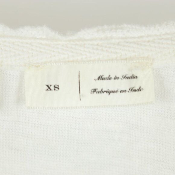 Meadow Rue by Anthropologie Women's XS White Linen Blend V-Neck Short Sleeve Tee - Picture 8 of 9